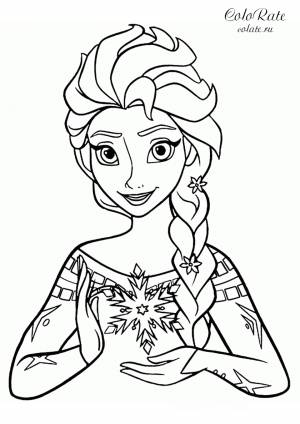 Раскраска Эльза со снежинкой