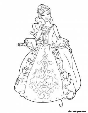 Раскраски Раскраска Принцесса в красивом платье Принцессы