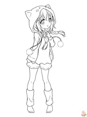 Раскраски Аниме Девушка для детей и печати  GBcoloring