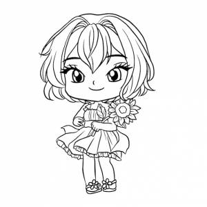 Раскраски милые девочки аниме манга каваи дети