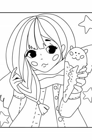 Раскраска красивая аниме девушка ♥ Онлайн и !