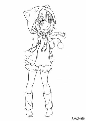 Раскраска Смущенная девушка в капюшоне