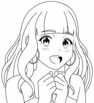Раскраска Удивлённая девочка в стиле аниме
