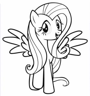 Раскраска Милая Флаттершай