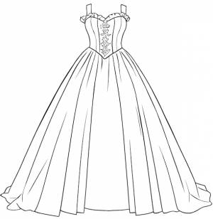 Ручная рисованная векторная иллюстрация страницы раскраски платья принцессы