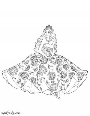 Раскраски Раскраска Принцесса в узорчатом платье бальные платья на праздники
