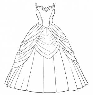 Ручная рисованная векторная иллюстрация страницы раскраски платья принцессы