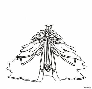 Раскраска Пышное платье принцессы