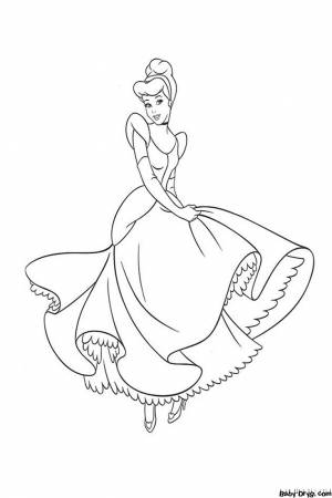 Раскраска Принцесса Золушка в бальном платье