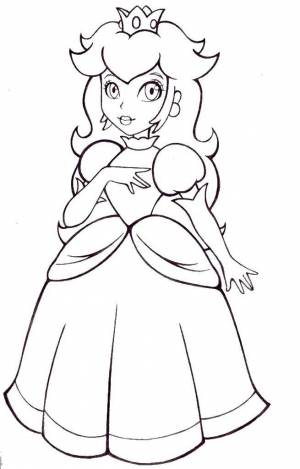 Раскраски Раскраска Принцесса в бальном платье и с короной Принцессы