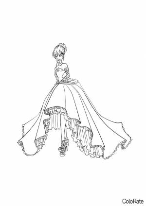 Раскраска Фея Винкс в бальном платье