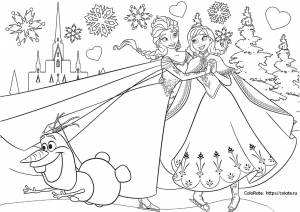 Эльза и Анна раскраски для девочек