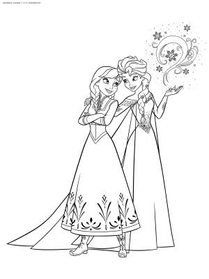 Раскраска Анна и Эльза