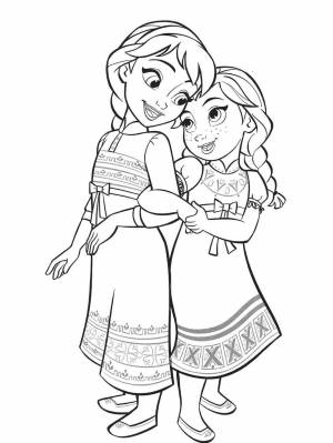 Картинка Эльза и Анна раскраска в формате  для девочек