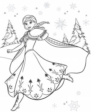 Раскраска Анна в зимнем лесу