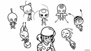 Раскраска Леди Баг и квами