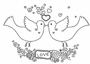 Раскраски Раскраска Любовь голубков