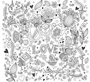 Раскраски Раскраска Антистресс Идеальный антистресс  раскраски для взрослых сердце из цветов и листьев Раскраски расп День святого валентина, Раскраска антистресс День святого валентина