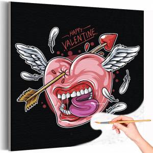 AAAA-C0464 Сердце со стрелой Любовь День влюбленных Валентинка Раскраска картина по номерам на холсте недорого