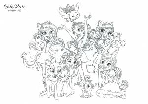 Раскраска Герои мультфильма Энчантималс