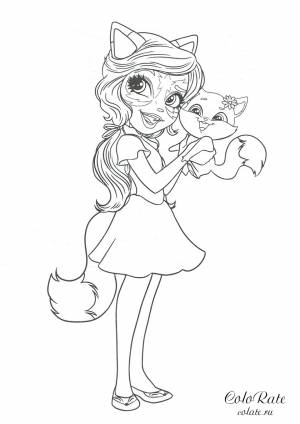 Раскраска Фелисити держит Флипа на руках