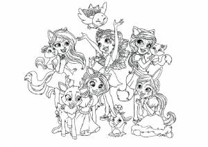 Раскраска Энчантималс Веселая компания