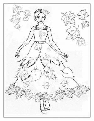 Раскраска девушка осень для детей