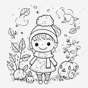рисунок осенние раскраски с девушкой в ​​шляпе и перчатках наброски эскиз вектор PNG , люблю рисовать, рисунок крыла, девушка рисует PNG картинки и пнг рисунок для й загрузки