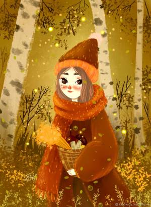 Иллюстрация девочка, осень для открыток печати книг обложка в интернет-магазине Ярмарка Мастеров по цене 1350 ₽