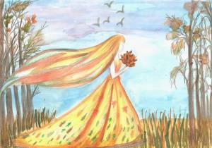 Девушка осень в рисунках и картинках для детей