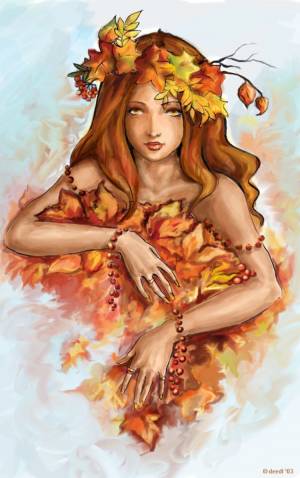 Рисунки на тему Девушка-осень для детей