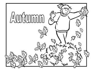 Раскраски Раскраска Девочка и листья Осенний листопад