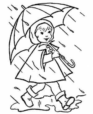 Раскраски Раскраска Осенний дождь дети