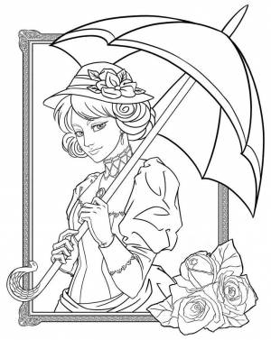 Девочка с зонтиком раскраска