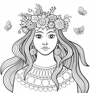 Девушка с венком цветов на голове