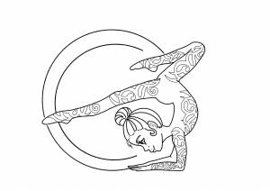 Иллюстрация Гимнастка, раскраска в стиле декоративный, детский