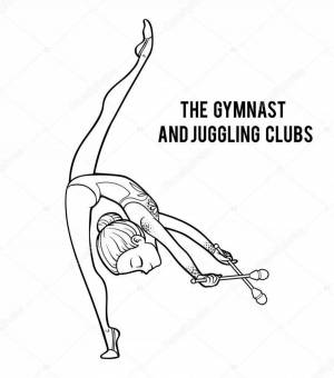 Раскраски Гимнастка с булавами