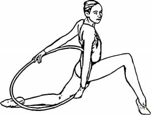 Раскраски Раскраска Гимнастка с обручем гимнастика