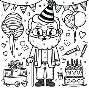 Раскраска День рождения дедушки