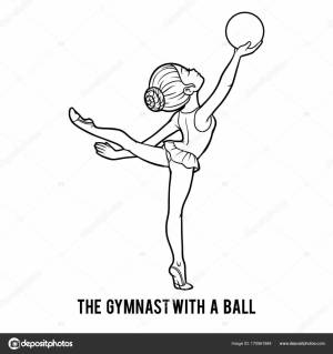 Раскраска, Гимнастка с мячом Векторное изображение ©ksenya_savva 170561884