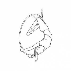 Воздушная гимнастка в обруче трюк воздушной гимнастики эскиз векторной иллюстрации