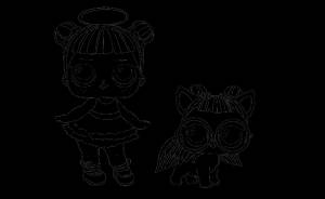 Раскраска Кукла ЛОЛ с собачкой