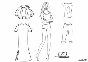 Раскраска Бумажная барби