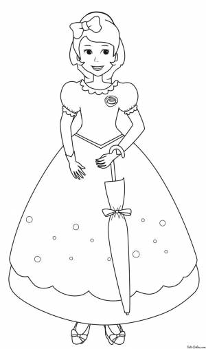 Раскраска Принцесса с зонтиком