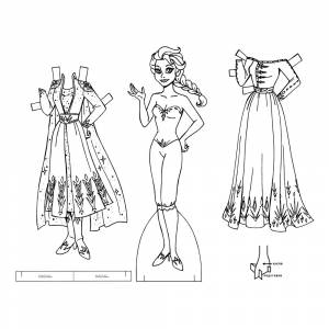 Раскраска Бумажная кукла Дисней принцесса Эльза