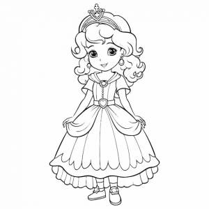 Милая принцесса для раскраски  раскраски для детей векторный клипарт