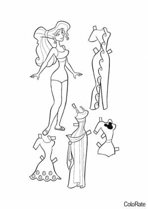 Раскраска Бумажная куколка-принцесса