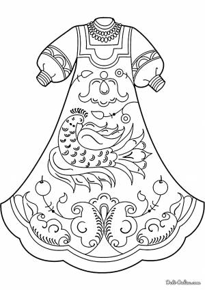 Раскраска Платье для куклы дымковская роспись