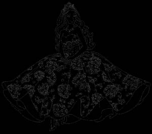 Раскраска Кукла в бальном платье