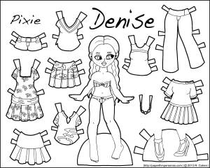 Раскраски Кукла, Раскраска Бумажная кукла и ее одежда Для девочек